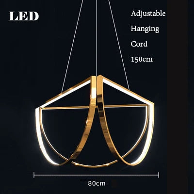 Afralia™ Black Gold Geometric LED Chandelier - Postmodern Indoor Hanging Lamps for Living Room