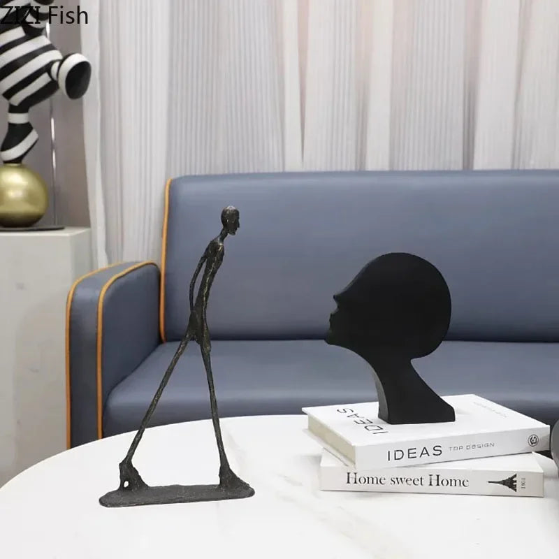 Afralia™ Abstract Cast Iron Acrobatics Sculpture Desk Decoration Slender Figures