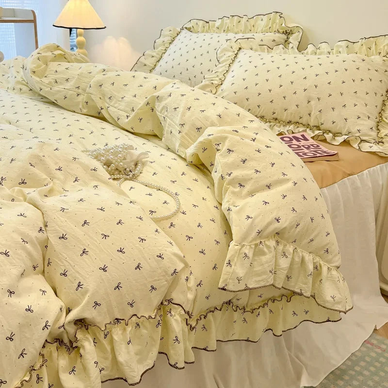 Afralia™ Floral Bed Skirt Set in Skin-Friendly Cotton for Comfy Sleep Quality