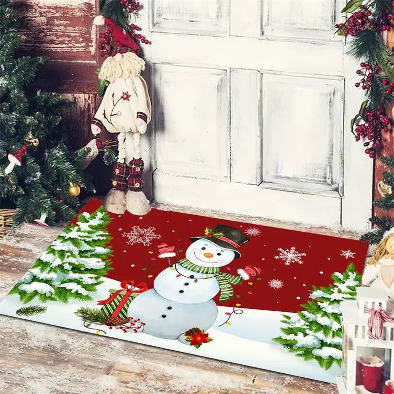 Afralia™ Christmas Snowman Non-slip Floor Mat