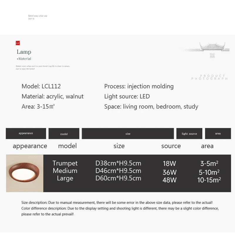 Afralia™ Nordic Wooden LED Ceiling Light Original Wood Color Study Bedroom Fixtures