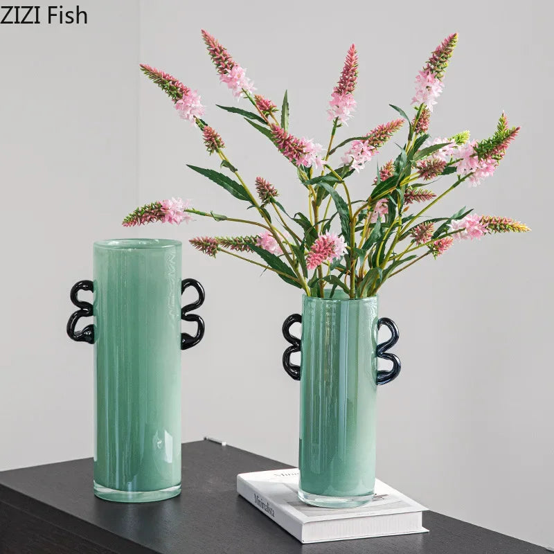 Afralia™ Emerald Green Glass Vase Hydroponics Plant Pots Floral Room Decor