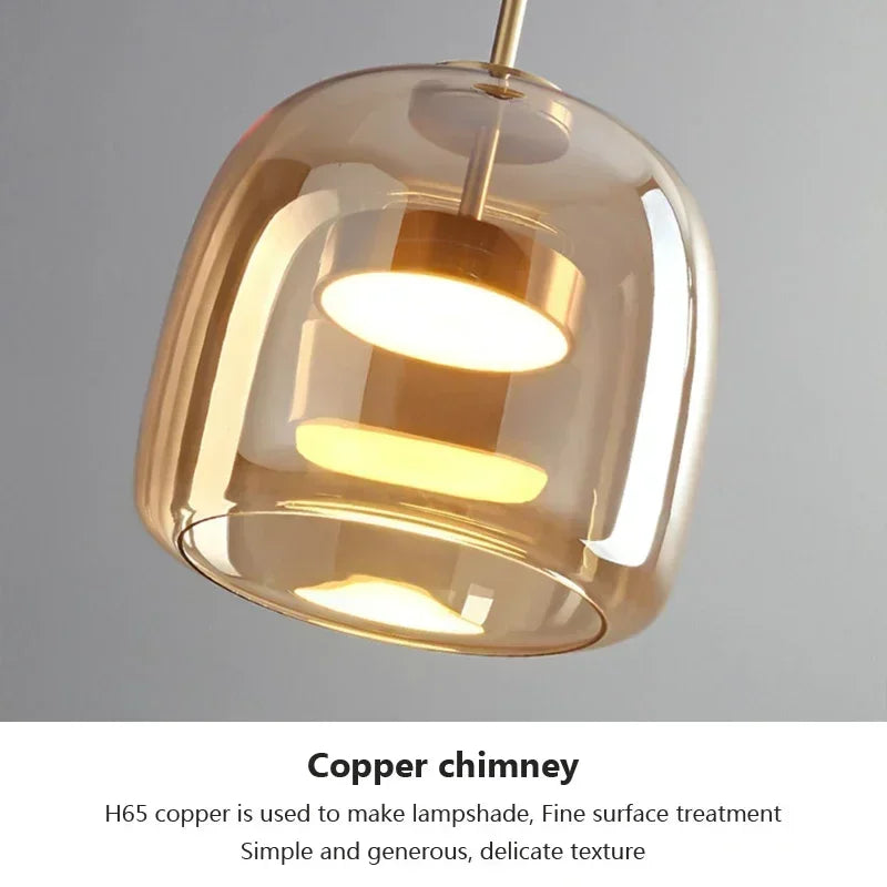 Afralia™ Nordic Glass Pendant Light for Dining Kitchen Bar Cafe Bedside Chandeliers