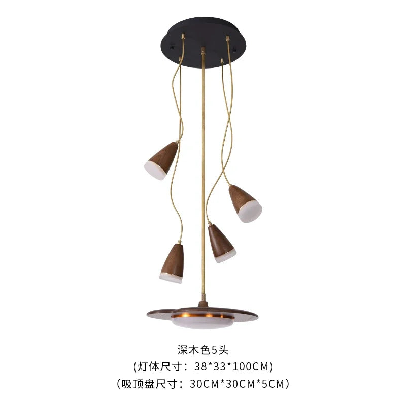 Afralia™ Wood 3-Light Chandelier for Kitchen Home Decor & Dining Room