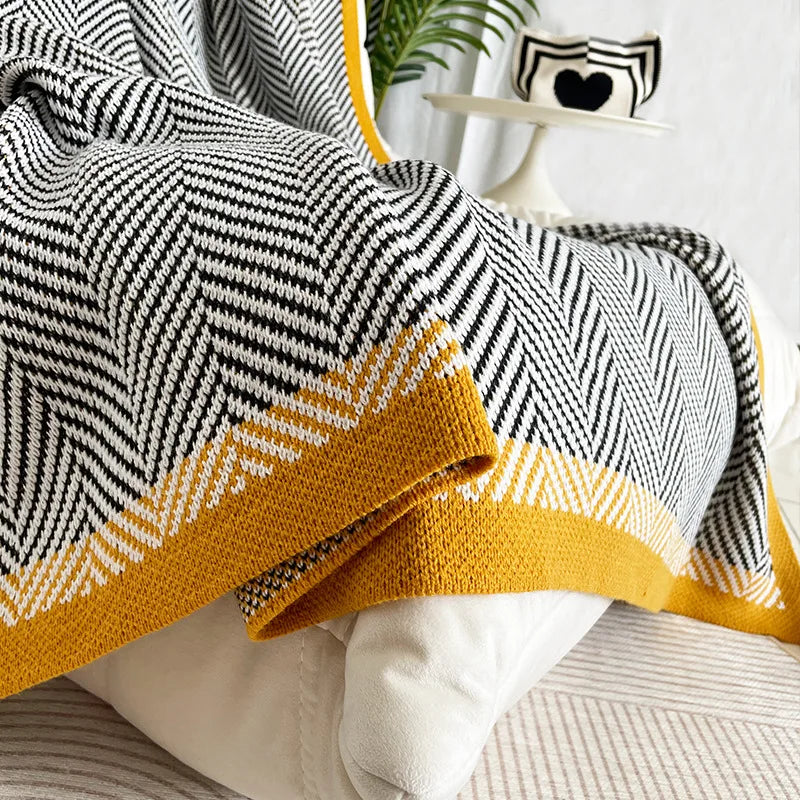 Afralia™ Knitted Diagonal Stripe Sofa Blanket for Warm Autumn Winter Home Decor