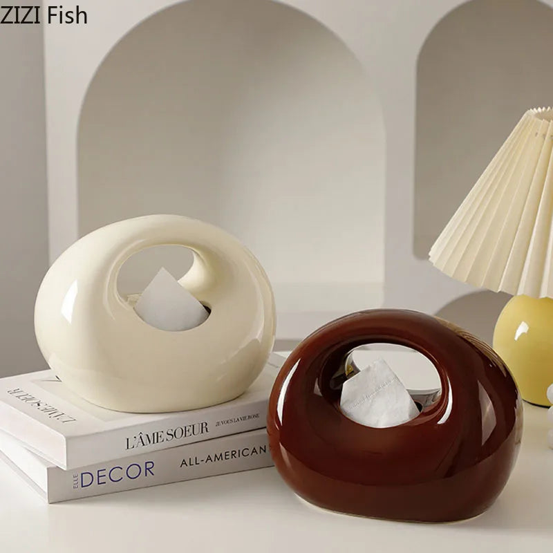 Afralia™ Modern Ceramic Handbag Tissue Box for Coffee Table and Bedside Decor