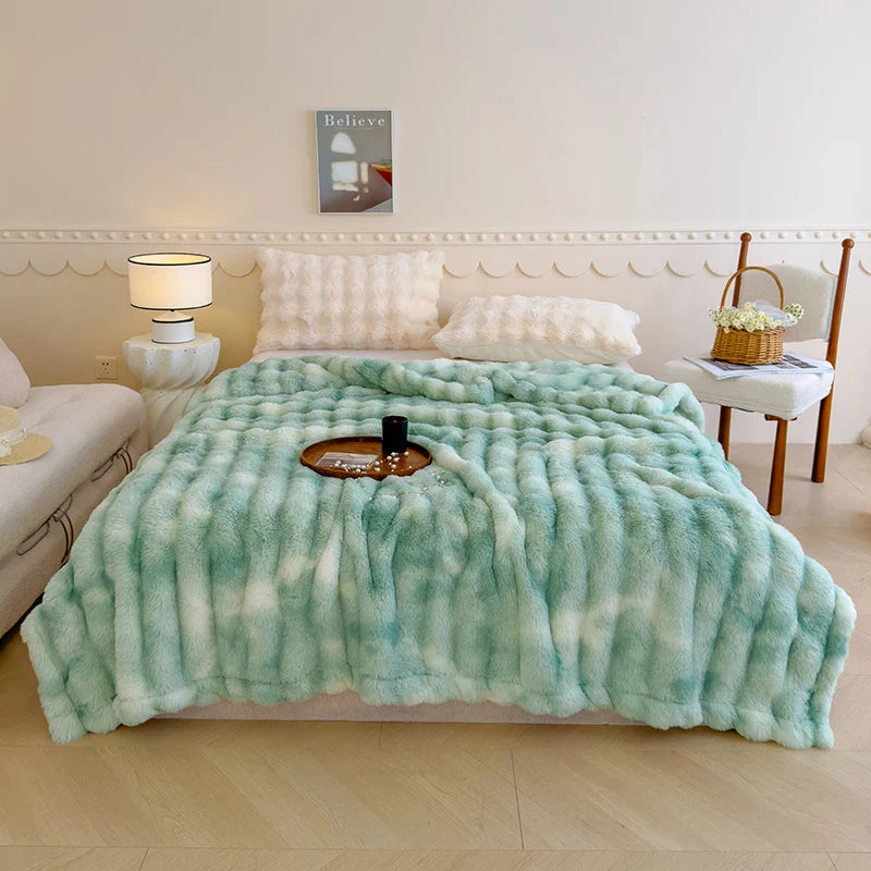 Afralia™ Gradient Grey Cashmere Fleece Winter Blanket