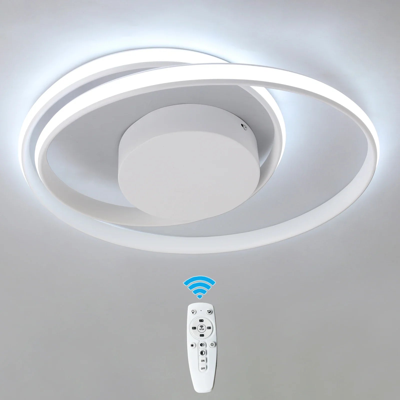 Afralia™ Dimmable LED Chandelier Light Remote Ceiling Lamp Gold White Black Fixture