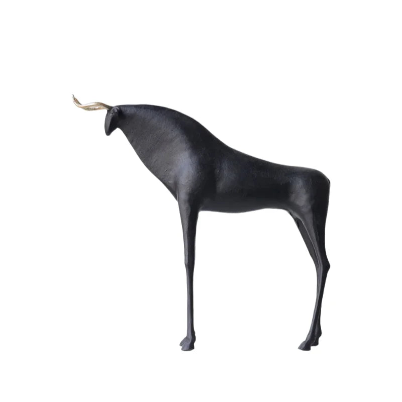Afralia™ Iron Horse Figurine: Abstract Animal Cattle Ornament for Home Decor