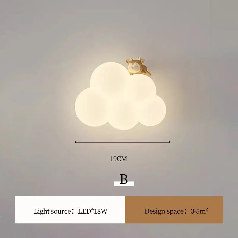 Afralia™ Kids Room LED Animal Wall Lamps - Monkey Rabbit Cloud Design