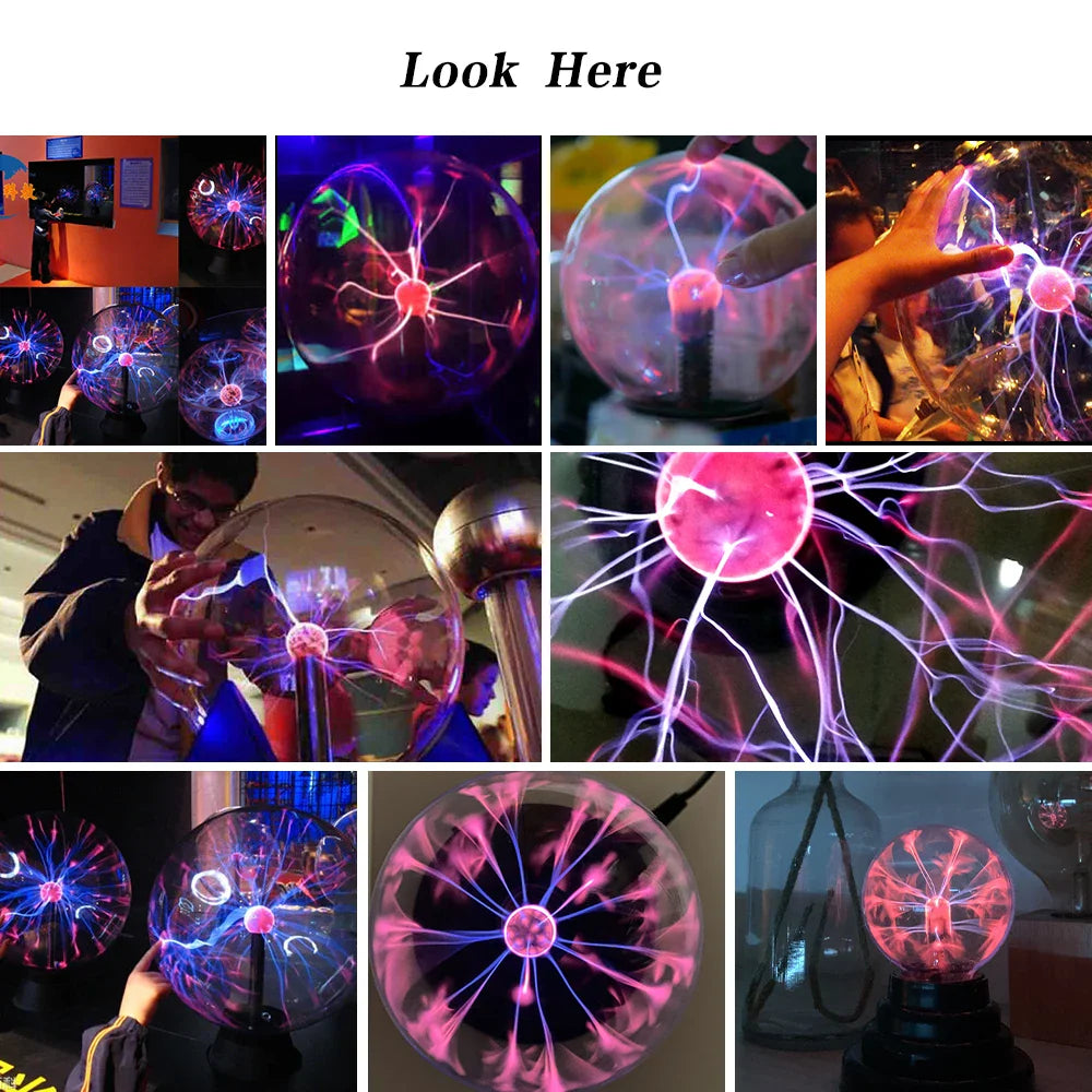 Afralia™ Magic Plasma Ball Lamp Electric Night Light Touch Atmosphere Table Lights.