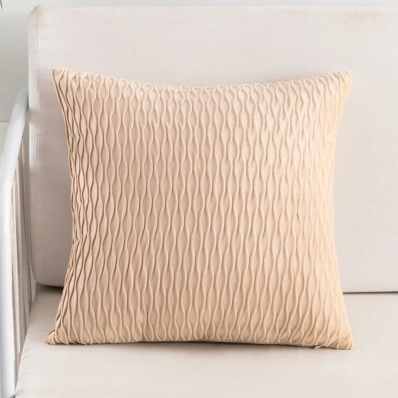 Afralia™ Velvet Striped Pleated Square Pillowcase