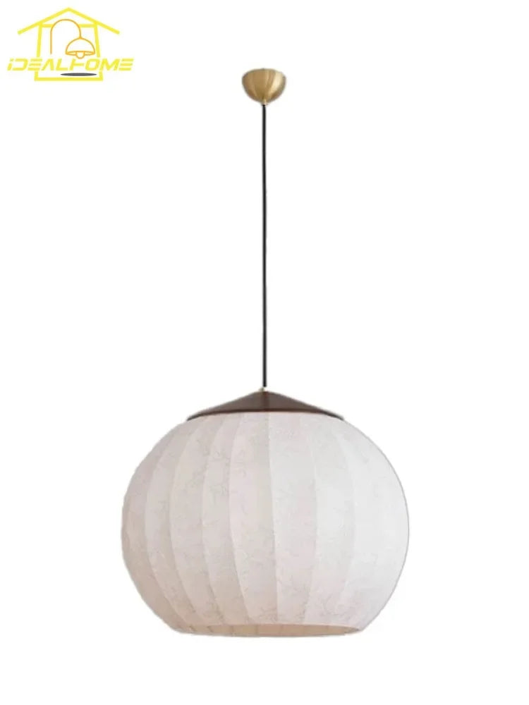 Afralia™ Zen Art Decorative LED Hanging Lamp in Ash Wood and Copper