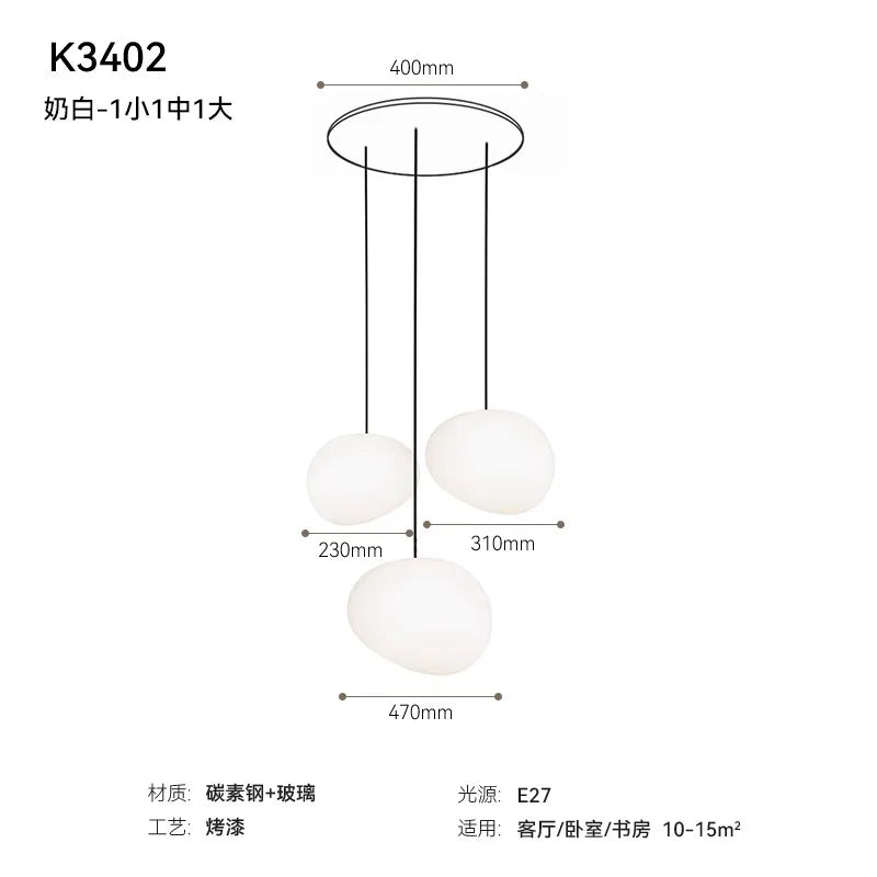 Afralia™ Glass Pebble Pendant Lights LED E27 Minimalist Design for Restaurant, Living Room, Bedroom