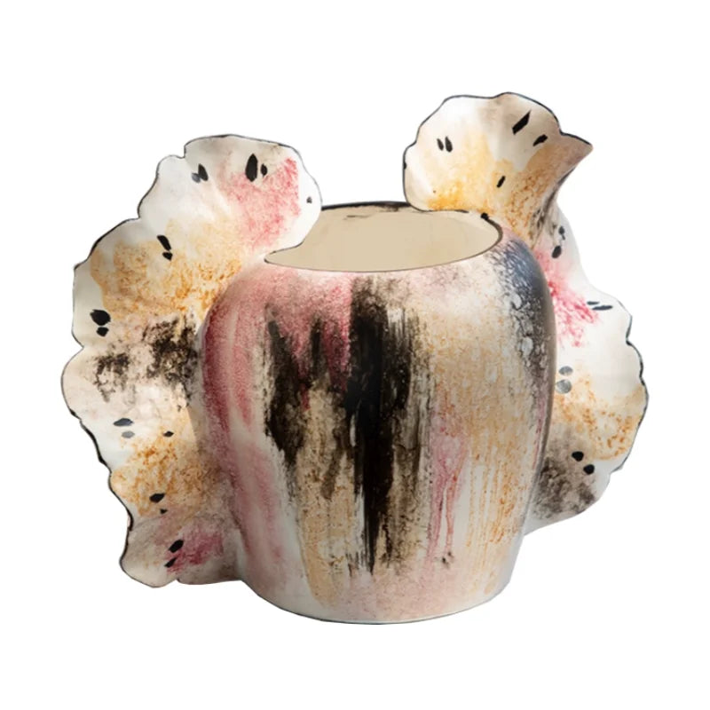 Afralia™ Wavy Wings Hand-painted Ceramic Vases: Unique Floral Decor & Home Accessory
