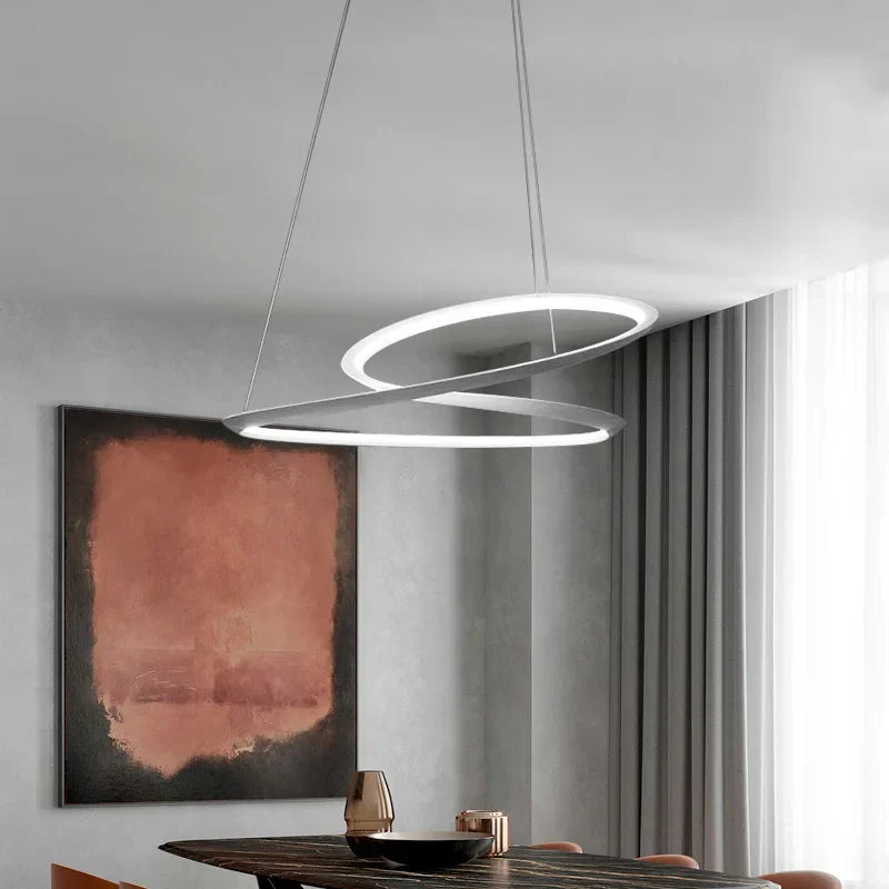 Afralia™ Kepler Round LED Chandelier for Living Room Decor White Pendant Lamp