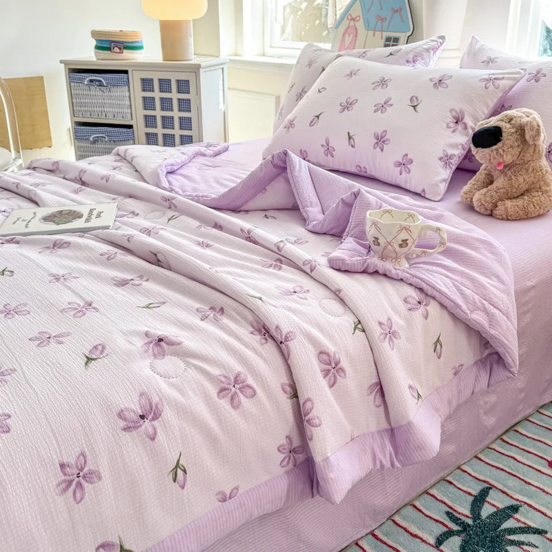 Afralia™ Floral Printed Quilted Bubble Cotton Duvet for Summer - Ultra-Soft Skin-Friendly Bedding