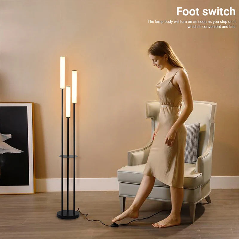 Afralia™ Modern LED Storage Floor Lamp with Dimmable Lighting & Remote Control
