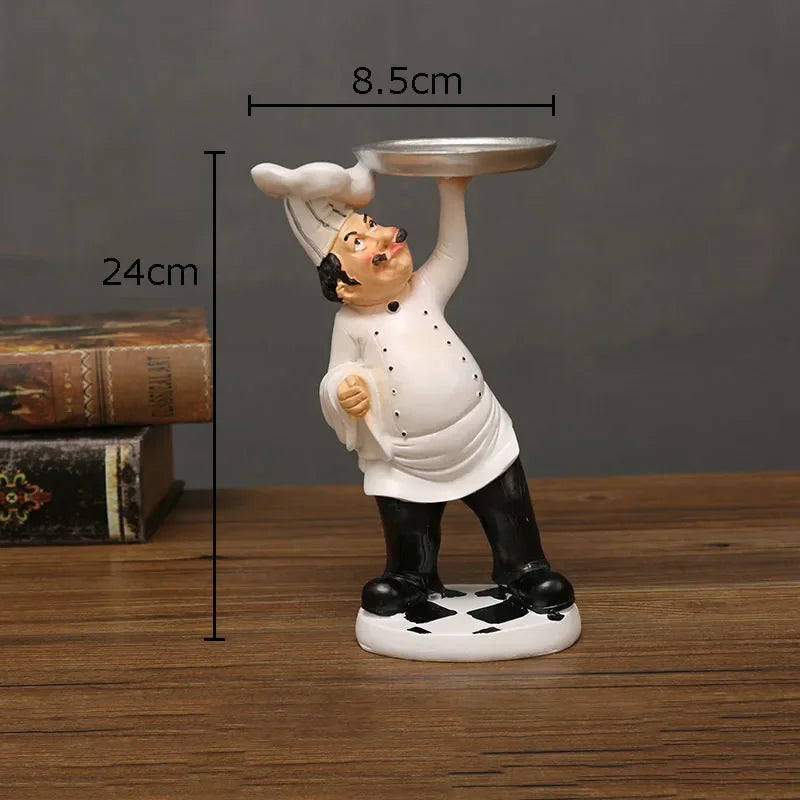 Afralia™ Bearded Chef Resin Figure Sculpture Modern Kitchen Desk Decor Ornaments