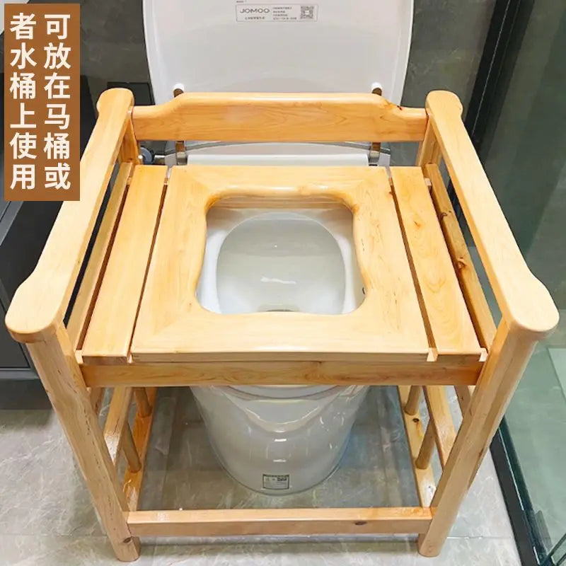 Afralia™ Solid Wood Squatting Pit Toilet Chair for Elderly, Pregnant Women, and Disabled