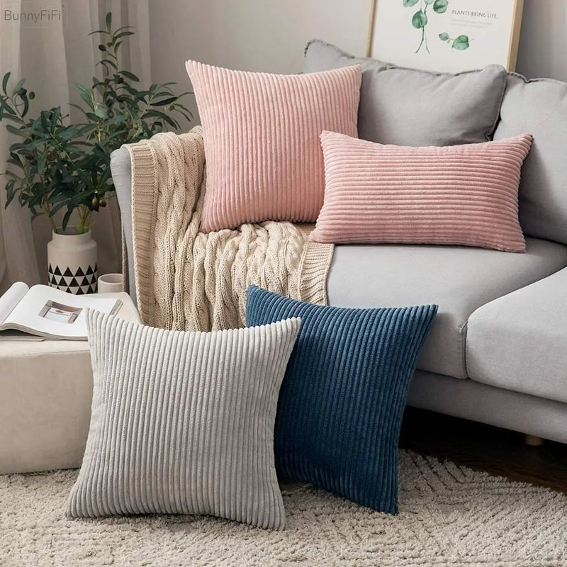 Afralia™ Corduroy Pillow Cover: Striped Cushion for Sofa Bed - Nordic Home Decor