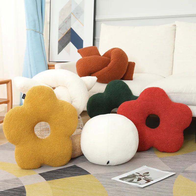 Afralia™ Teddy Ball Flower Pillow for Chic Boho Home Decor & Comfort