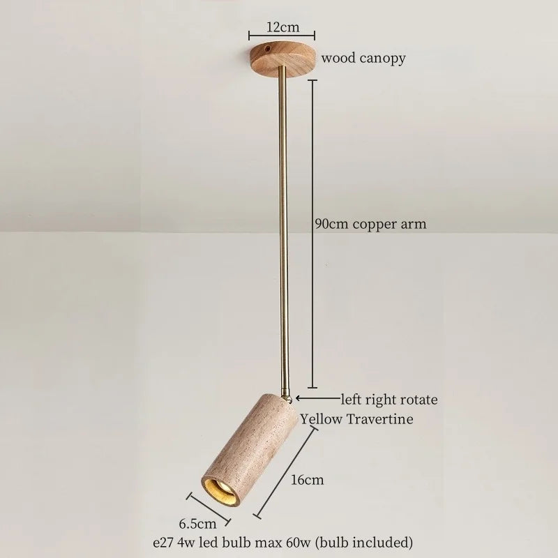 Afralia™ Yellow Travertine LED Pendant Lights with Long Arm Hanging Lamps