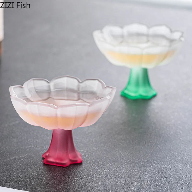 Afralia™ Lotus Flower Glass Tea Cups - Set of 2