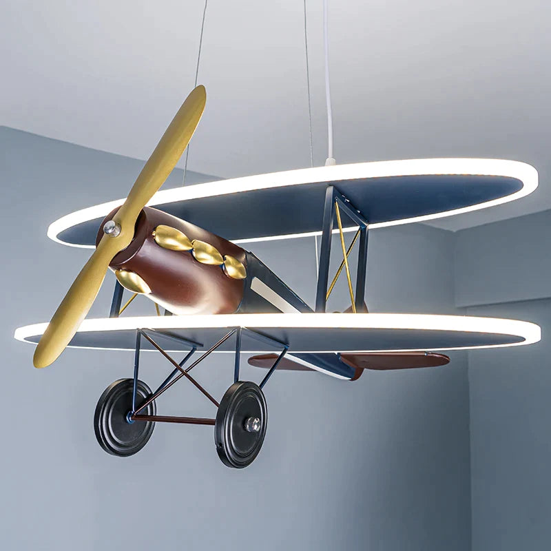 Afralia™ Iron Aircraft Pendant Light: Creative European Design for Boys' Bedroom, LED Illumination