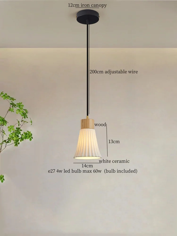Afralia™ Nordic White Ceramic LED Pendant Light for Modern Living Spaces