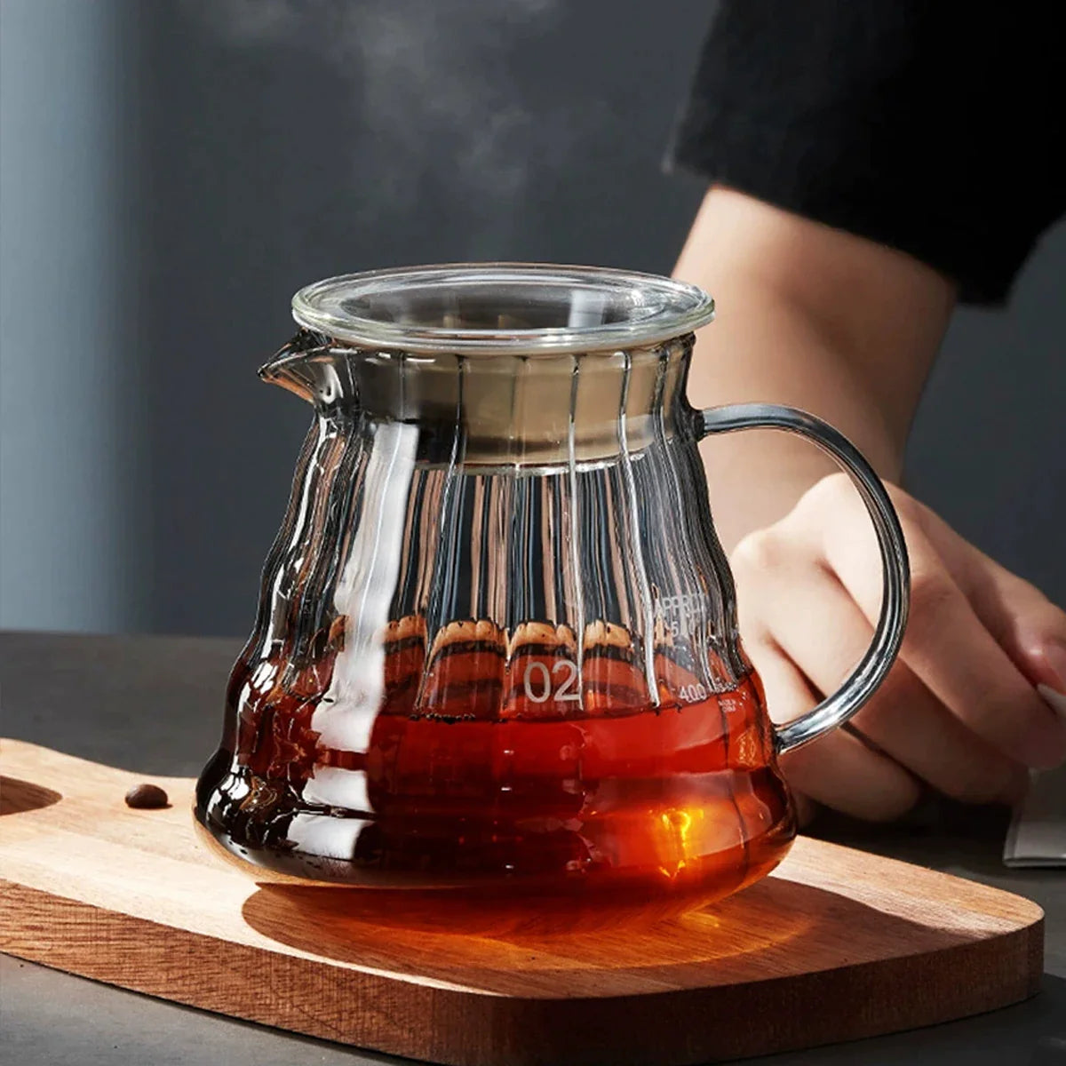 Afralia™ Glass Coffee Carafe, 600ml Pour Over Pot with Rubber Lid