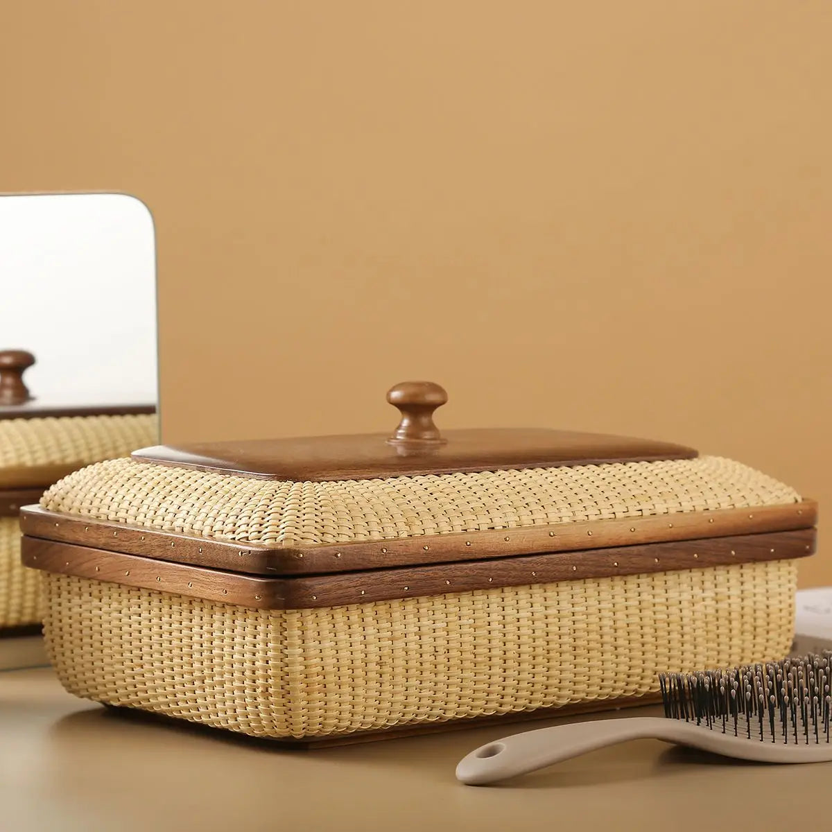 Afralia™ Natural Vine Weave Jewelry Box and Desktop Organizer Basket