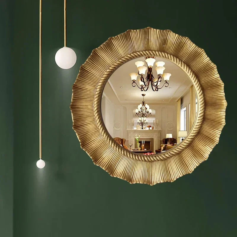 Afralia™ Sunflower Vintage Round Decorative Mirror for Living Room, Bedroom, Bathroom