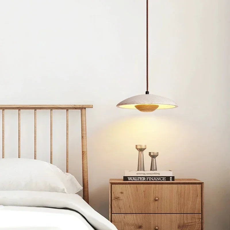 Afralia™ Yellow Travertine Bedside Chandelier - Retro Nordic Style LED Pendant Lights