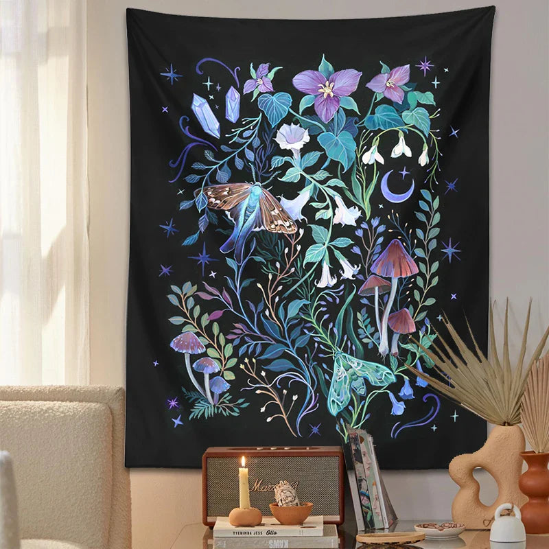 Afralia™ Psychedelic Mushroom Flower Wall Tapestry Forest Tapestries for Home Decor