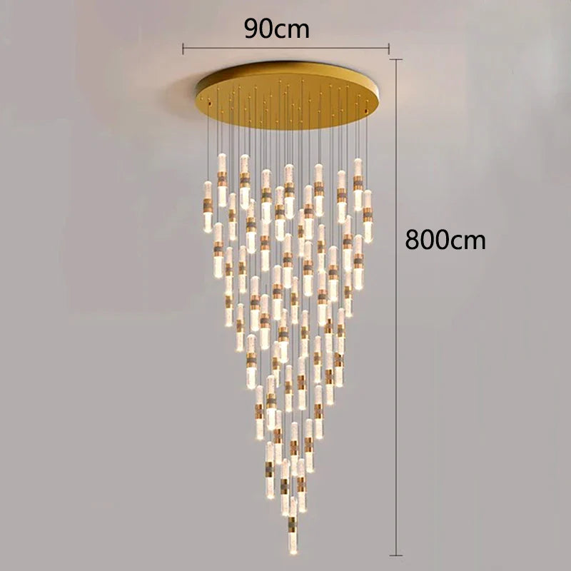 Afralia™ Crystal Chandelier Stair Pendant Lamp Living Room Pendant Lights Interior Lighting