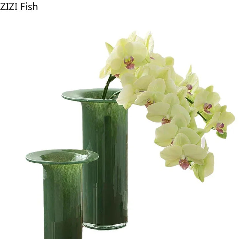 Afralia™ Jade Trumpet Glass Vase Hydroponics Flower Pot Desk Decoration