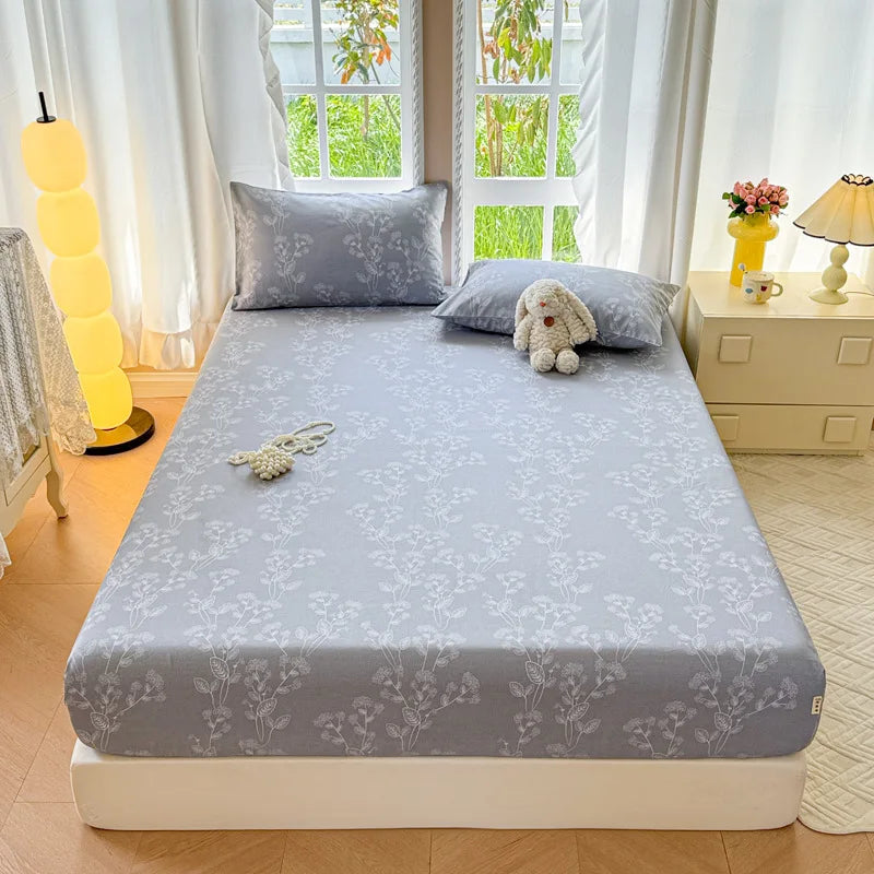 Afralia™ Queen Double Fitted Bed Sheet Coarse Cloth Mattress Cover - High-Quality Print