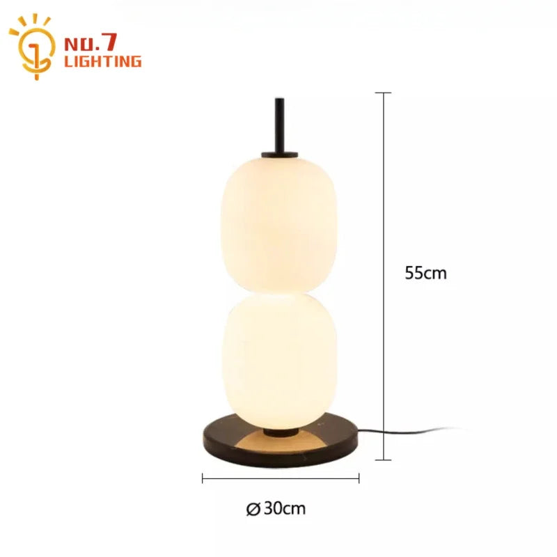 Afralia™ Glass Gourd Table Lamp Marble Base Modern LED Indoor Lighting