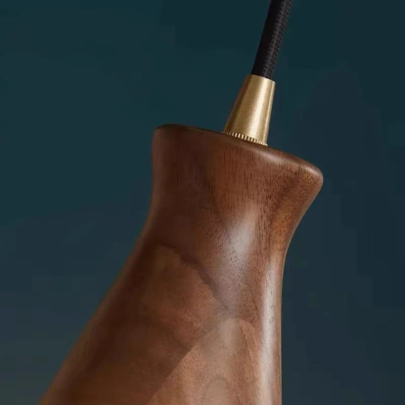 Afralia™ Wood LED Pendant Light with Clear Glass Shade, E27 LED, Japanese-Style Suspension Luminaire