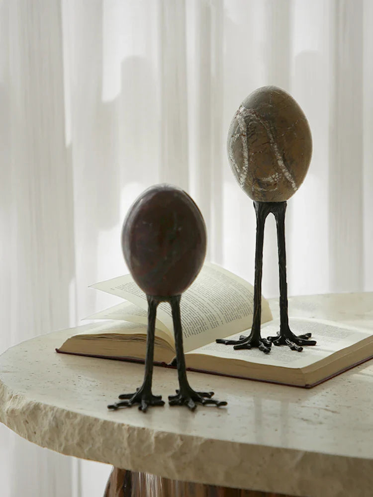 Afralia™ Marble Egg Decor: Vintage Claw Home Ornaments for Living Room & Bedroom