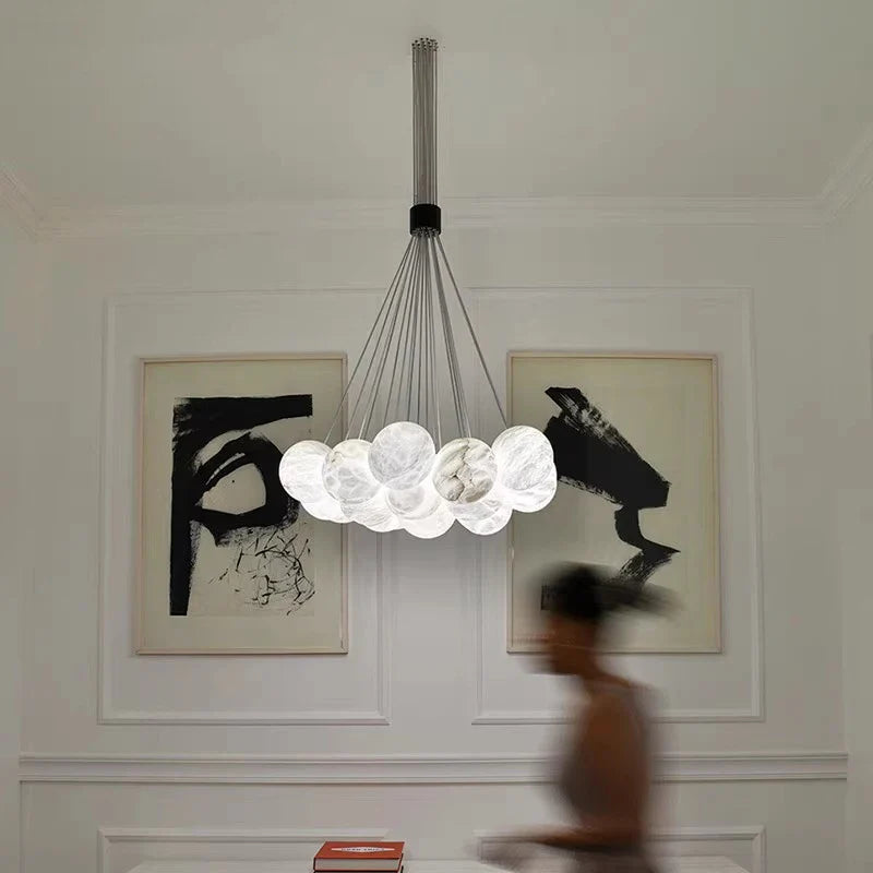 Afralia™ Marble Vains Ceiling Pendant Lights Luxe Home Decor Villa Duplex Lighting