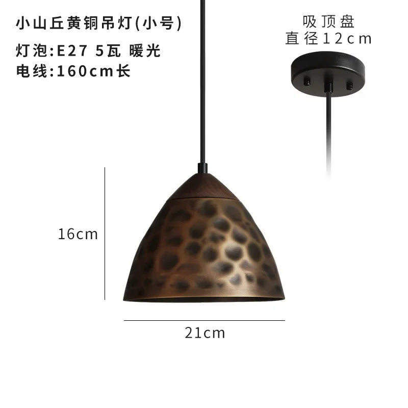 Afralia™ Vintage Walnut Copper Pendant Light LED E27 Fixture for Kitchen Dining Bedside