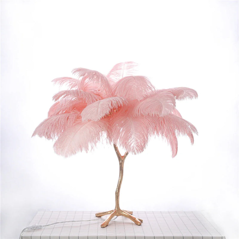 Afralia™ Elegant Ostrich Feather Floor Lamp for Home Decor & Lighting