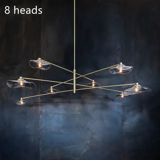 Afralia™ Glass Lotus Leaf Chandelier: Elegant Lighting for Bedroom, Living Room, Hall.