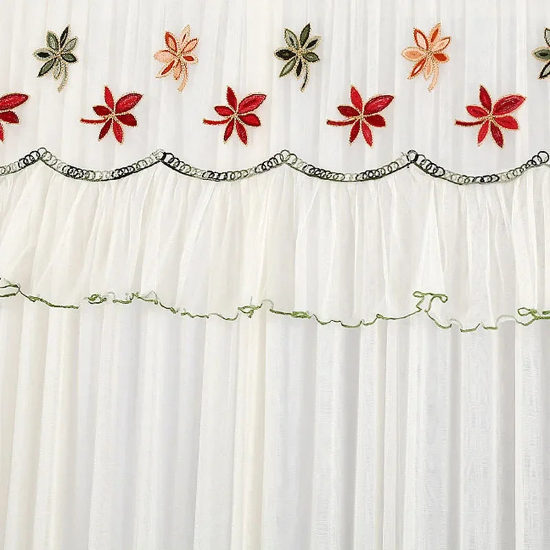 Afralia™ Lace Embroider Anti-Mosquito Net Door Curtains - Pleated Design for Light and Air Flow