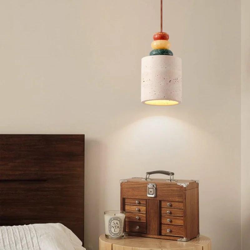 Afralia™ Stone Cylinder LED Pendant Lights for Dining Living Room Kitchen Cafe Loft Decor