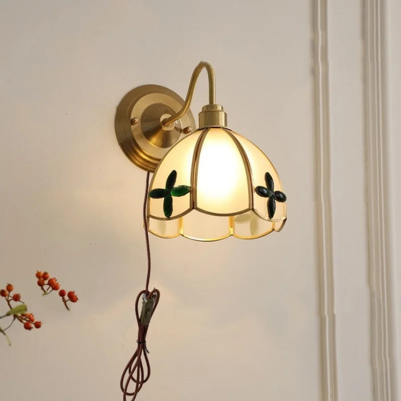 Afralia™ Glass Brass Wall Sconce LED Light Fixture for Dining Living Room
