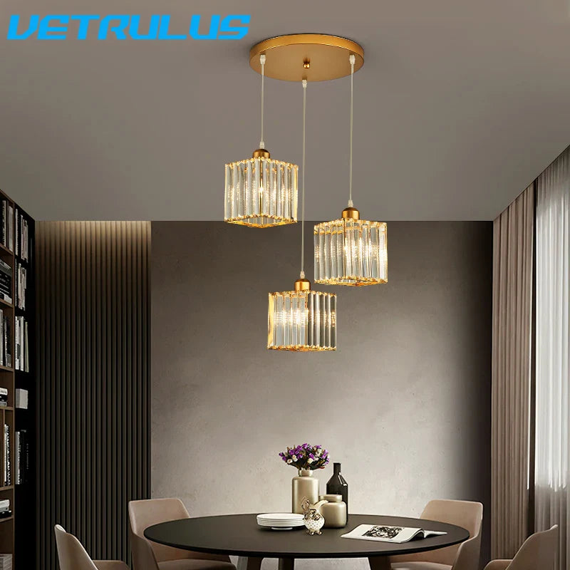Afralia™ Crystal Chandelier Luxury Ceiling Lamp LED Modern Pendant Light for Indoor Spaces