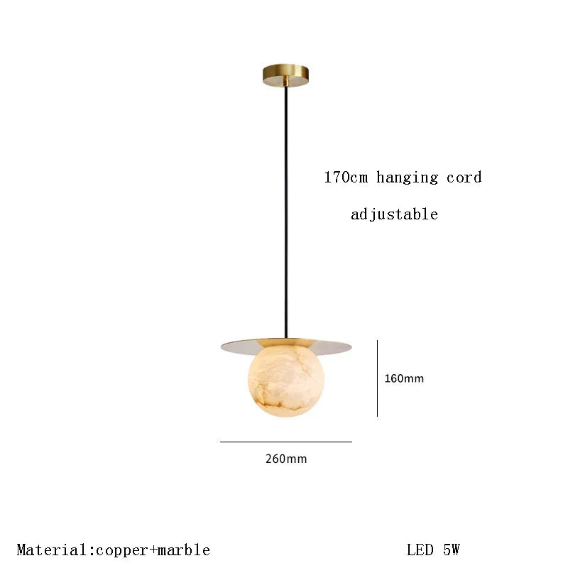 Afralia™ Alabaster Marble Pendant Lights for Luxury Dining Room, Kitchen & Bar Décor